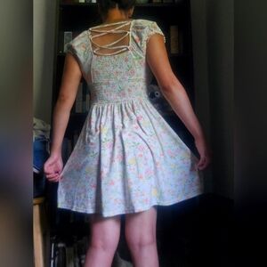 Floral Lace-Up Back Dress